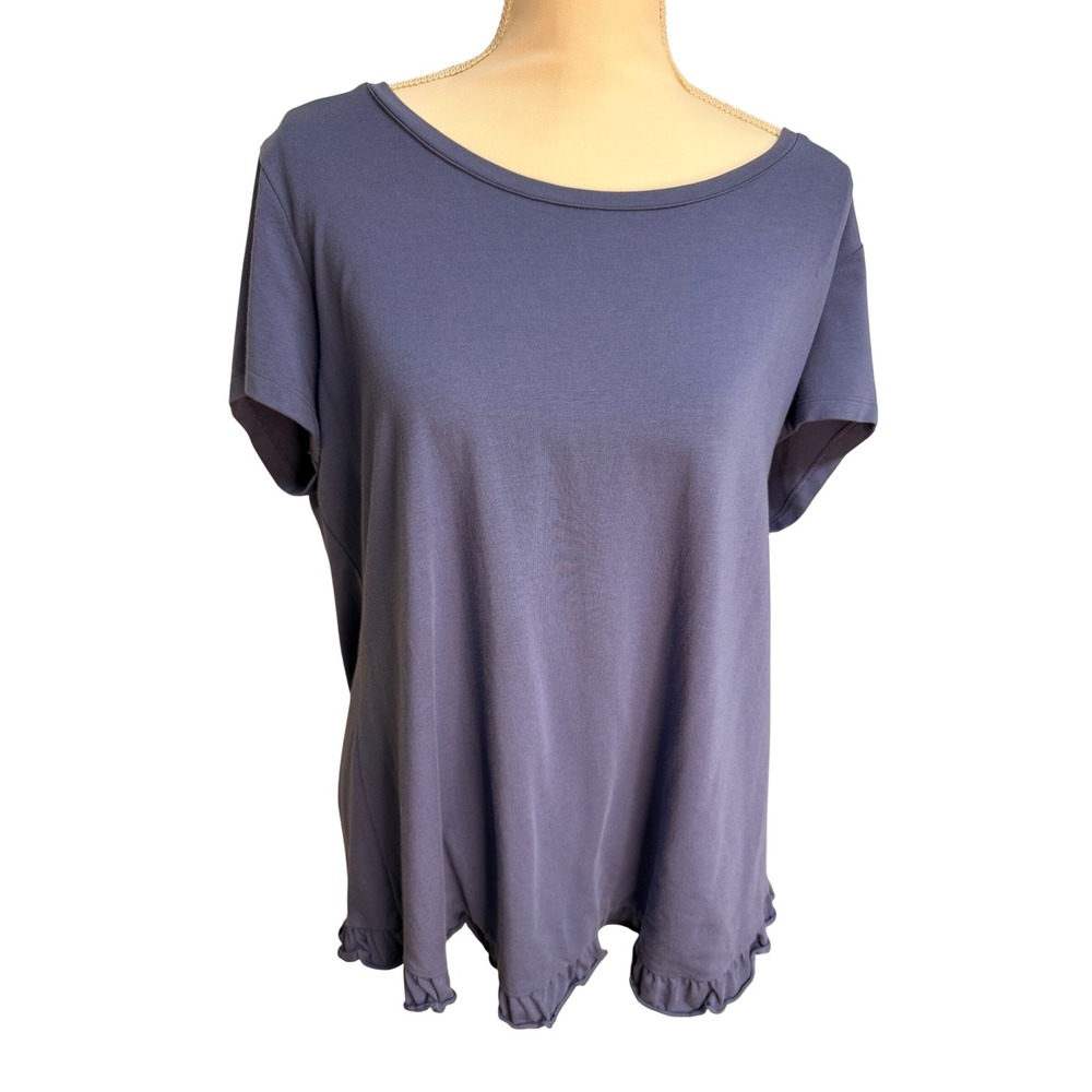 Isaac Mizrahi Live!‎ Blue Short Sleeve Shirt Women's XL
